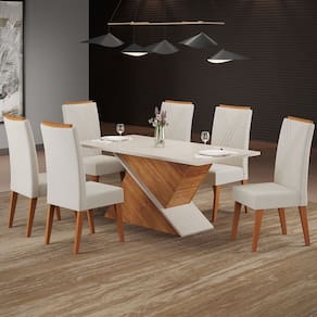 Mesa de Jantar 6 Lugares Bolshói Blonde/Marfin - Panorama Móveis