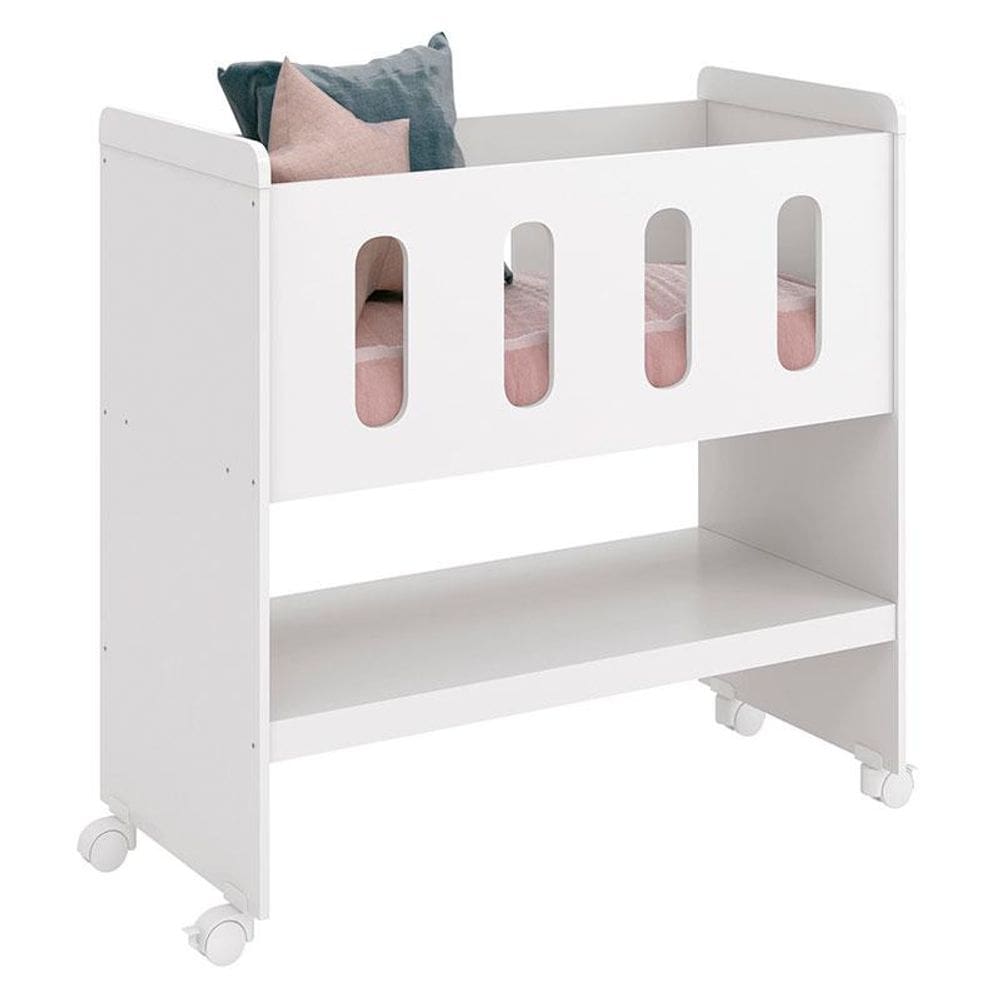 Mini Berço Moisés Zain Branco Acetinado com Colchão - Reller
