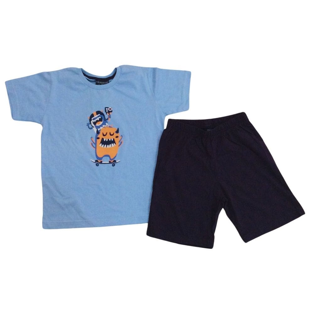 Pijama infantil masc verão Vrasalon azul/marinho