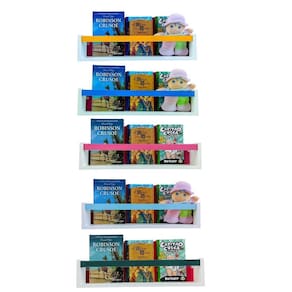 Prateleira livros infantis colorida nicho parede organizador