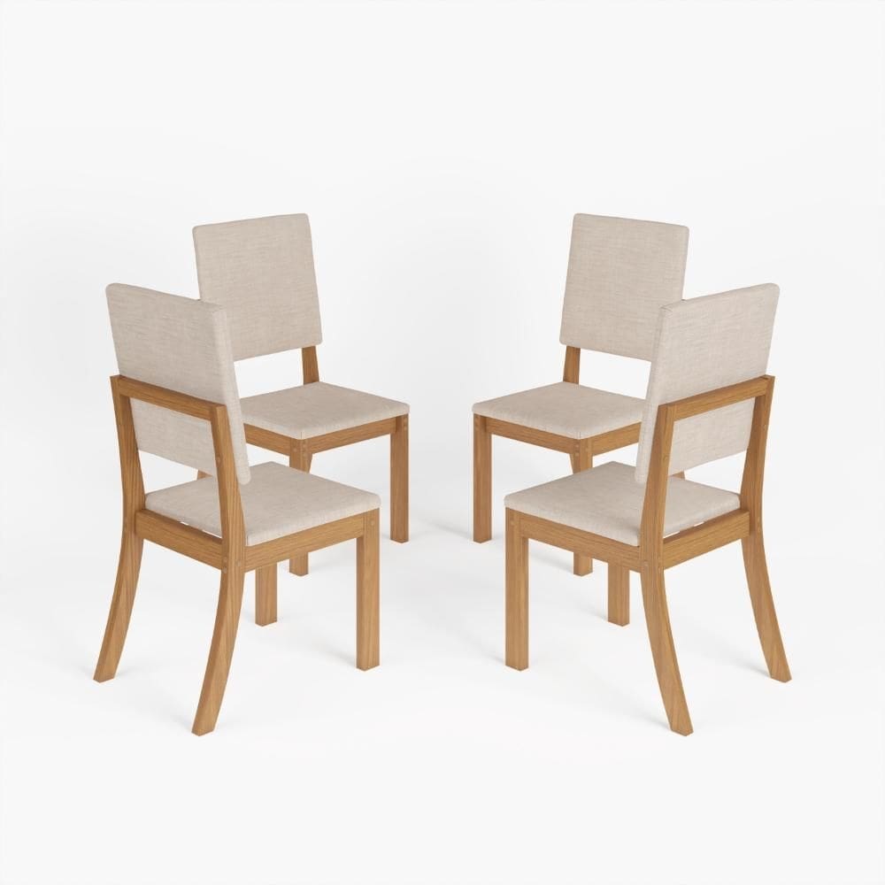 Conjunto 4 Cadeiras de Jantar Henn Milla MDF Nature/Linho