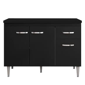 Balcão de Cozinha Gabriela com Tampo 120 cm Preto Fosco - AJL