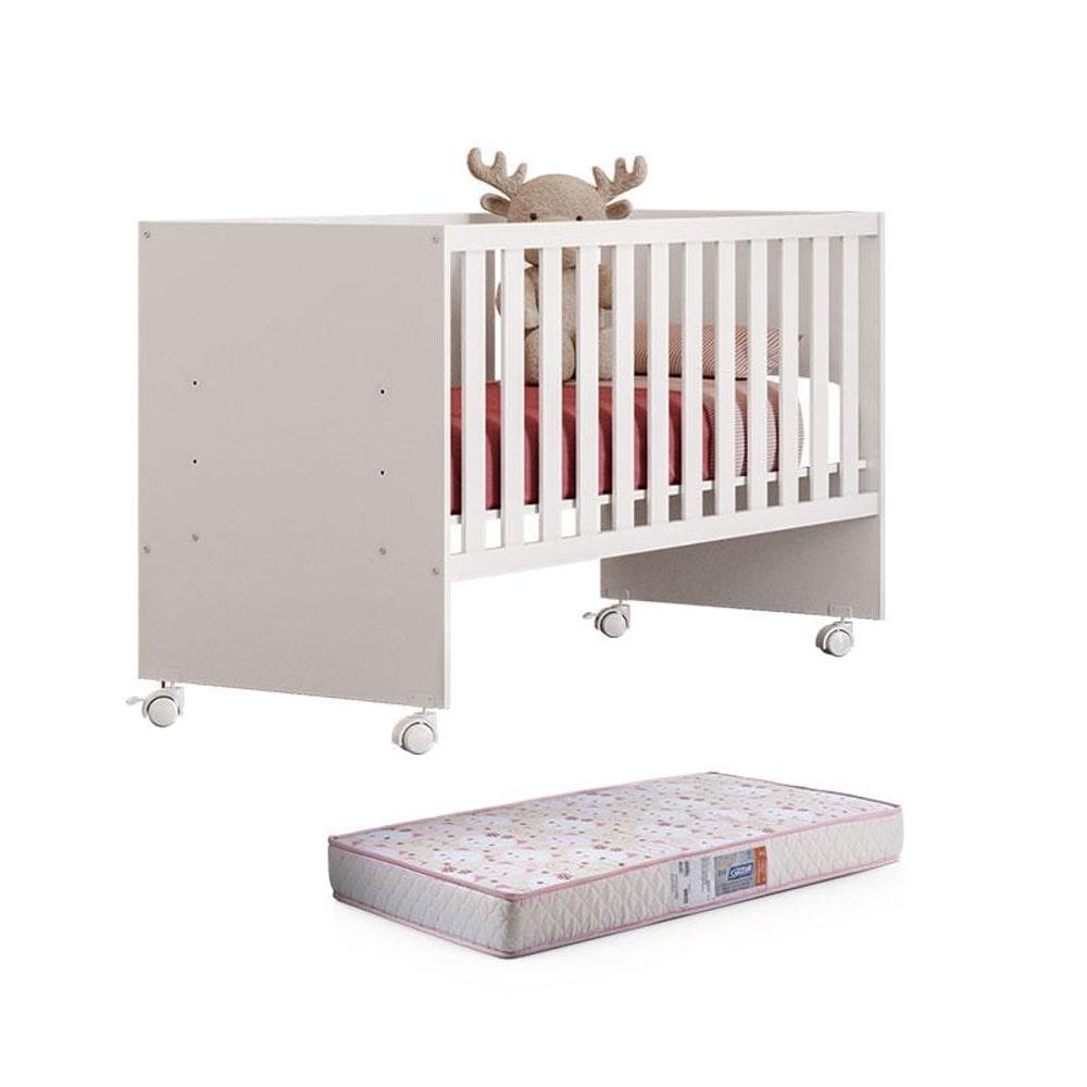Berço Nacional Doce Sonho 3540 Branco Brilho com Colchão Gazin – Qmovi