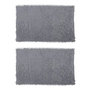 Kit 2 tapetes bolinhas macio 38x58cm banheiro cinza