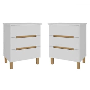 Mesa de Cabeceira Logan Kit 2 Mesas de Cabeceira 100% Mdf Branco/Olmo - Mambel
