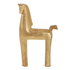 Escultura Decorativa Cavalo em Poliresina Dourado 24cm 18584 Mart