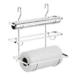 Suporte triplo em aço para rolos papel toalha cozinha schmit