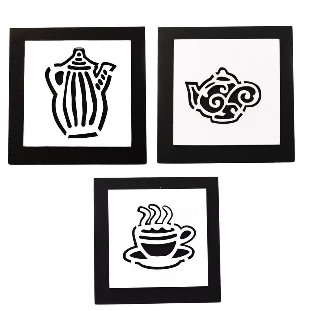 Kit Com 3 Quadros Para Cozinha 100% Mdf (21x21) Modelo 1