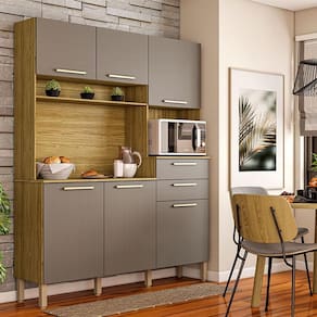 Cozinha Ambiente Montesa 6 Portas e 2 Gavetas Freijó Gris - Kits Paraná