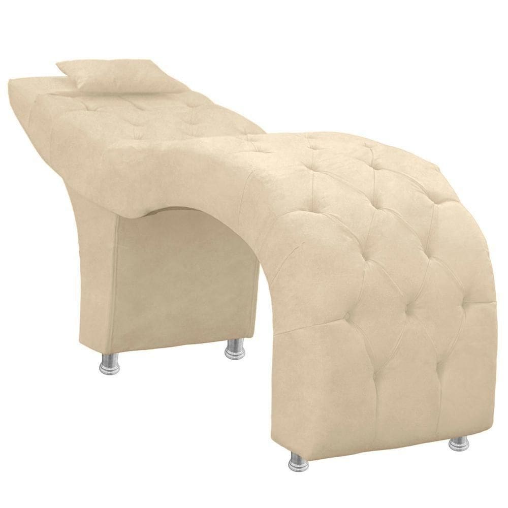 Maca Estofada Capitone Julia Para Estetica Facial Sombrancelha E Cilios Suede Cor Bege