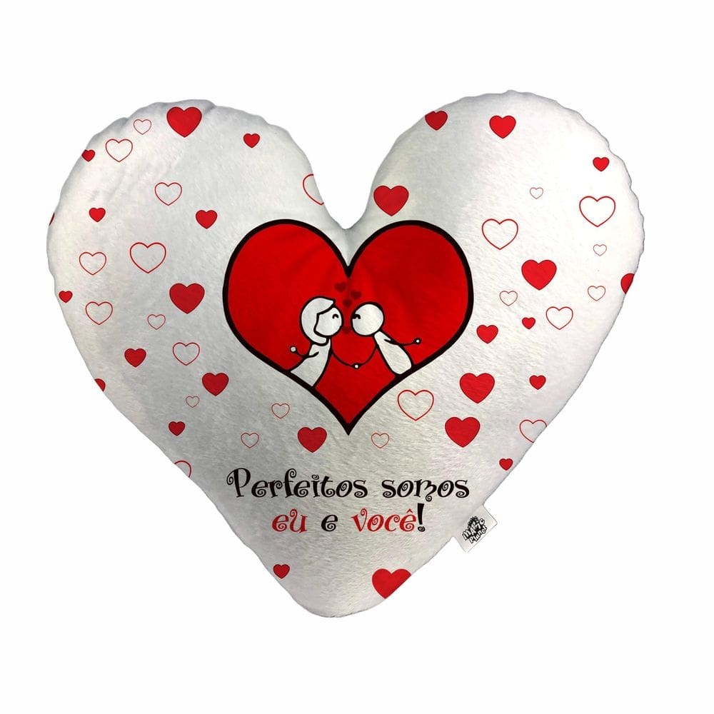 Almofada Coração Pelúcia Perfeitos Somos eu e Você Namorados Tamanho:G