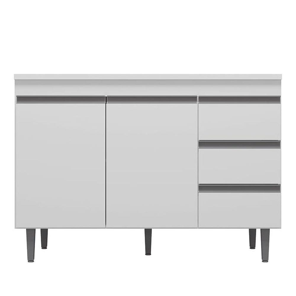 Balcão de Cozinha Andréia com Tampo 120 cm Branco - AJL