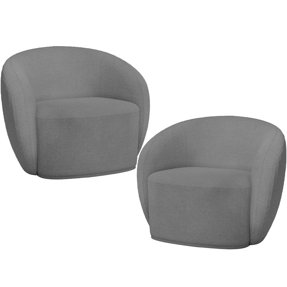 Kit 02 Poltronas Decorativas Para Sala de Estar Living Gliese K01 Bouclê Cinza - Lyam Decor