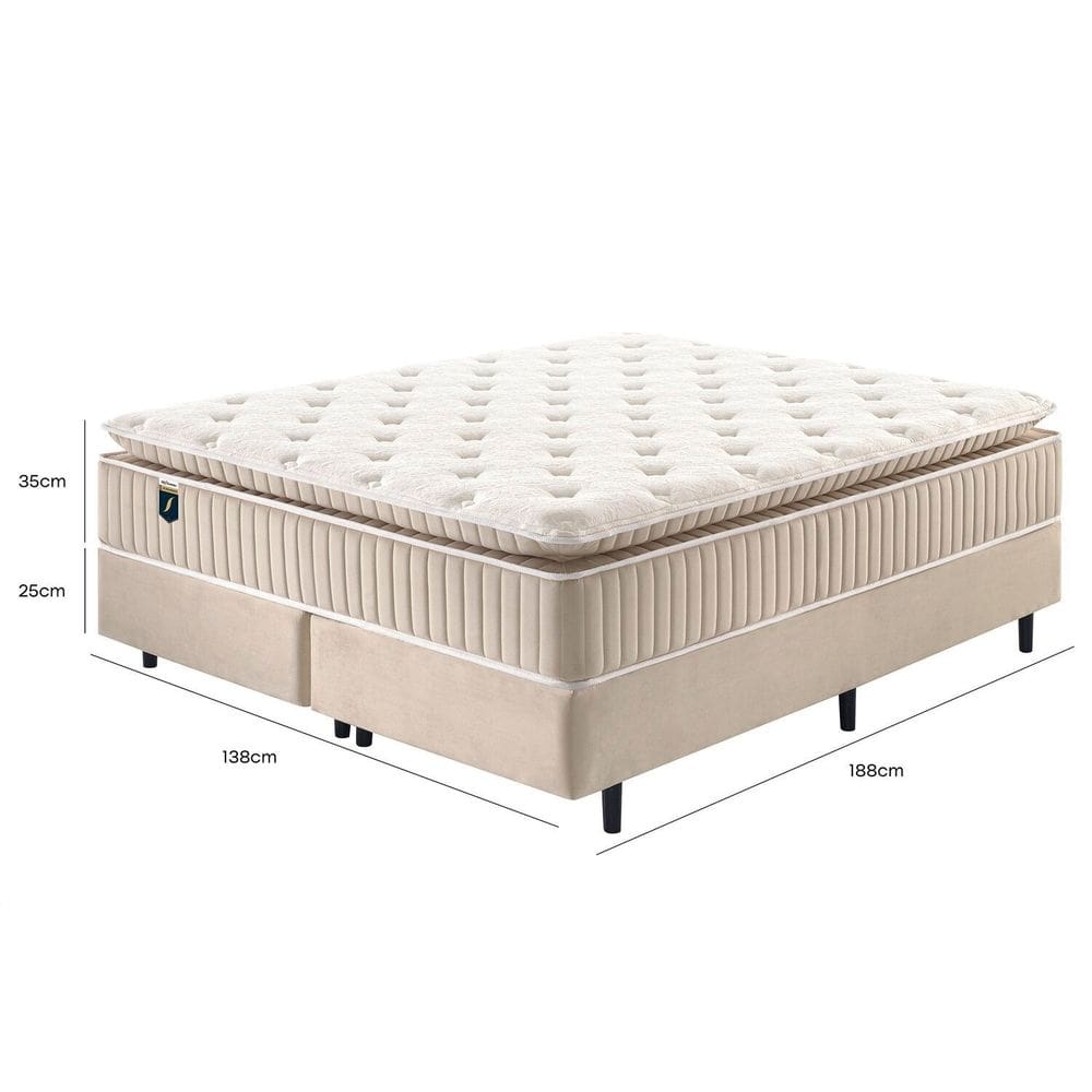 Base Box Somiê Casal 138x188cm Eleganza Bege