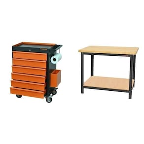 Conjunto Bancada para Ferramentas Carro de Ferramentas Profissional Gavetas Presto Laranja