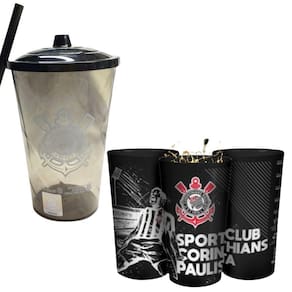 Kit 1Un Copo Plástico Premium Grande + 1 Und Copo Tampa