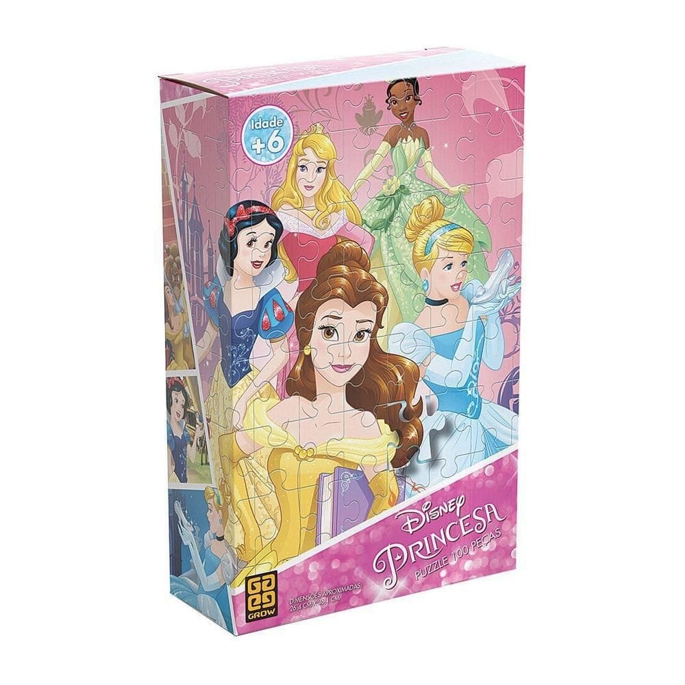 Quebra cabeça infantil disney princesa puzzle 100 peças grow