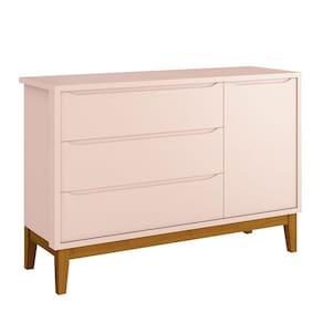 Cômoda Infantil New Classic Rosa com Pés Madeira – Reller