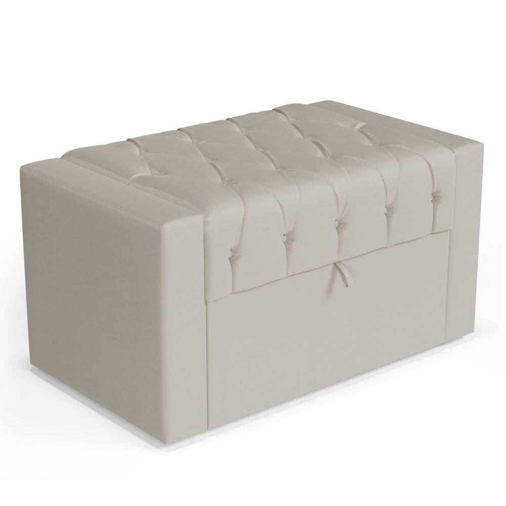 Calçadeira Báu Solteiro Atena 90cm Capitonê Sintético Bege - Desk Design
