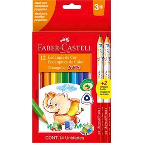 Lápis De Cor Jumbo EcoLápis 12 Cores 2 Pretos Faber Castell