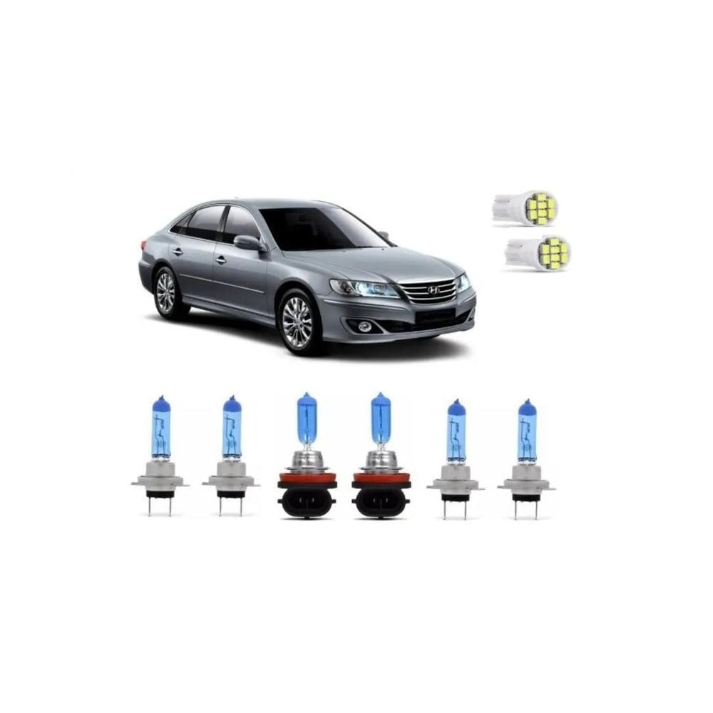 Kit lâmpada super branca 8500k hyundai azera 3.0 3.3