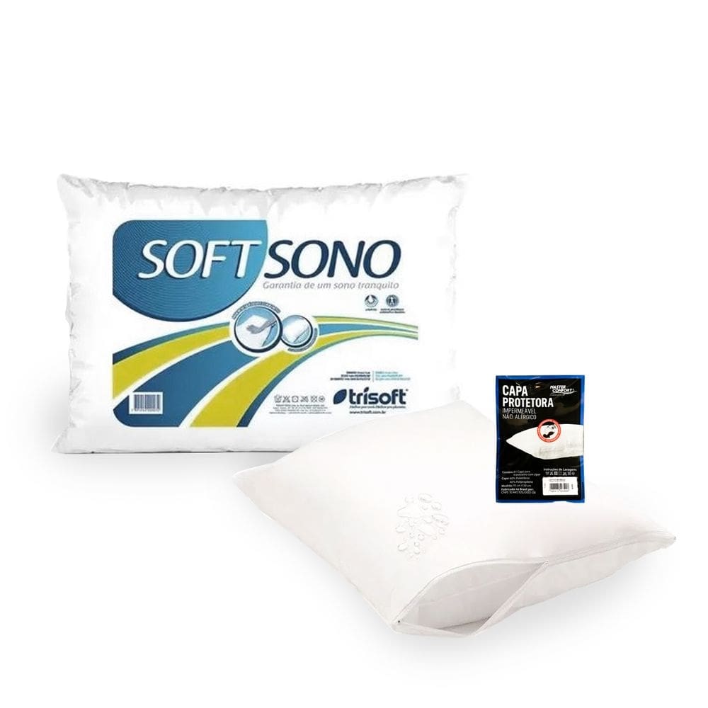 Kit Travesseiro e Capa Impermeável 50x70 Hipoalérgico