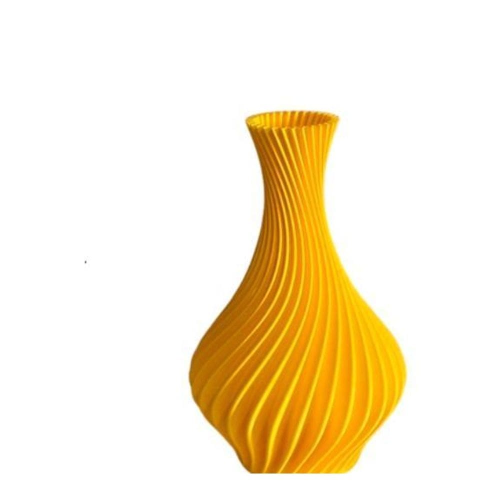 Vaso Plantas Modelo Espiral Amarelo - Jarro Decoração 12Cm