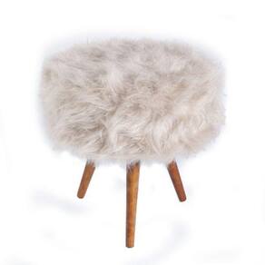 Puff para sala,pelo alto,pelúcia, off white bege nude
