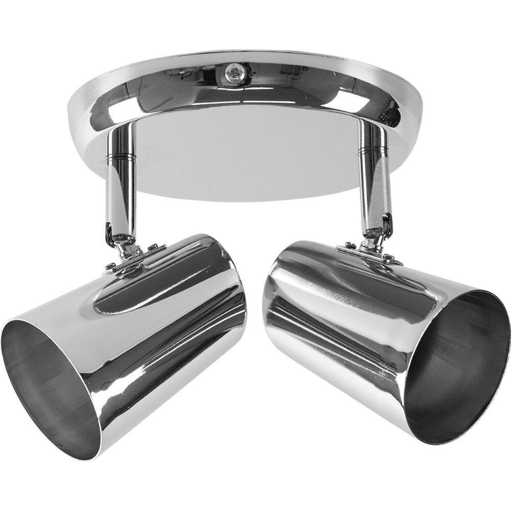 Spot Duplo 2 Luzes com Canopla Sobrepor Direcionável Cromado Prata New Short E27 Llumm Bronzearte Cromado