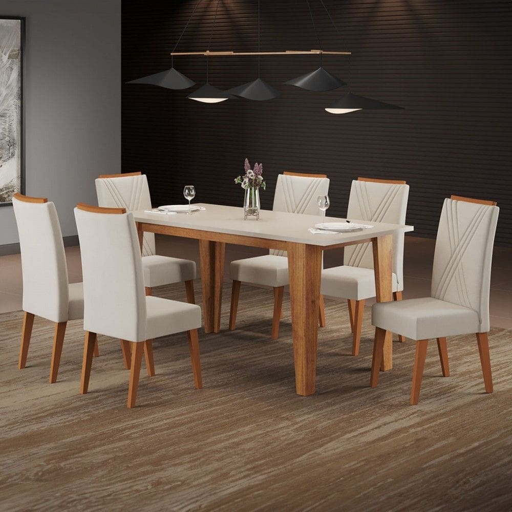 Mesa de Jantar 6 Lugares Maine Blonde/Marfim - Panorama Móveis