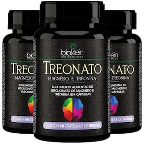 Kit 3x treonato magnésio + treonina  60 cápsulas - bioklein