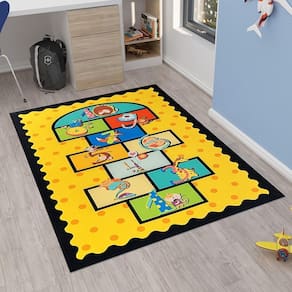 Tapete kids emborrachado quarto criança - amarelinha