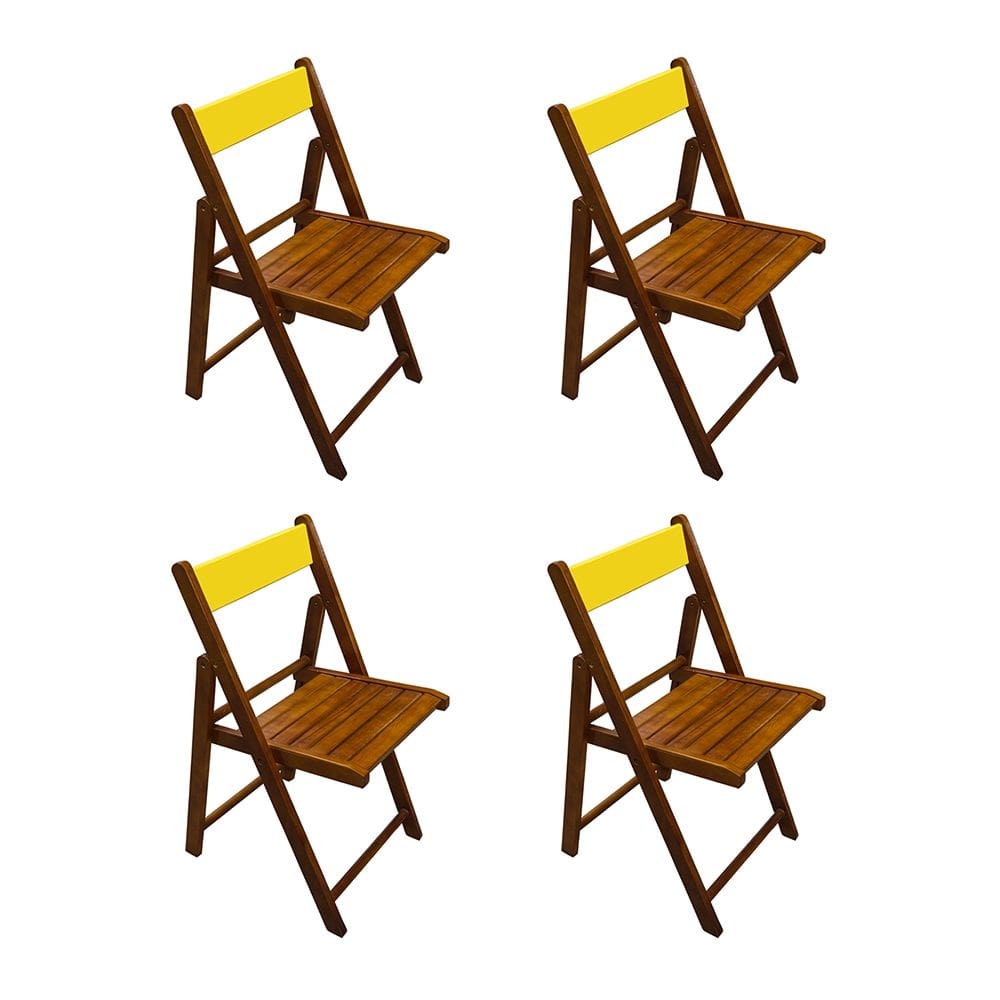 Kit 4 Cadeiras Dobraveis em Madeira Robusta Yellow - Castanho