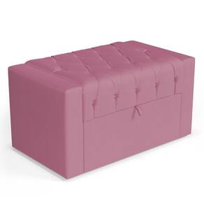 Calçadeira Báu Solteiro Atena 90cm Capitonê Suede Rosa - Desk Design