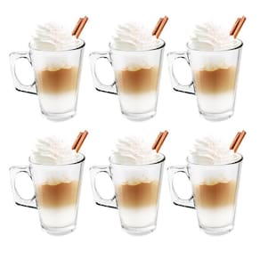 Jogo com 6 xícaras 230ml grande cappuccino alça quadrada