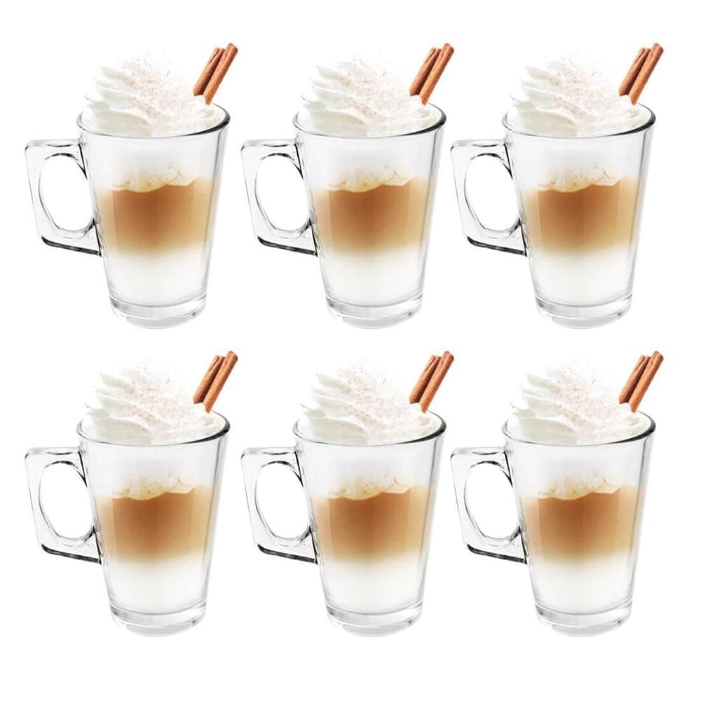 Jogo com 6 xícaras 230ml grande cappuccino alça quadrada