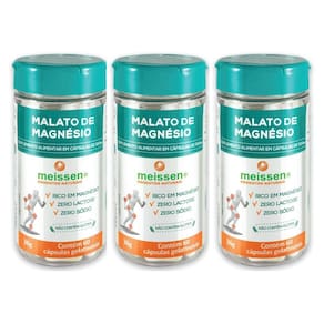Kit 3 x malato de magnésio 60 cápsulas 500mg meissen