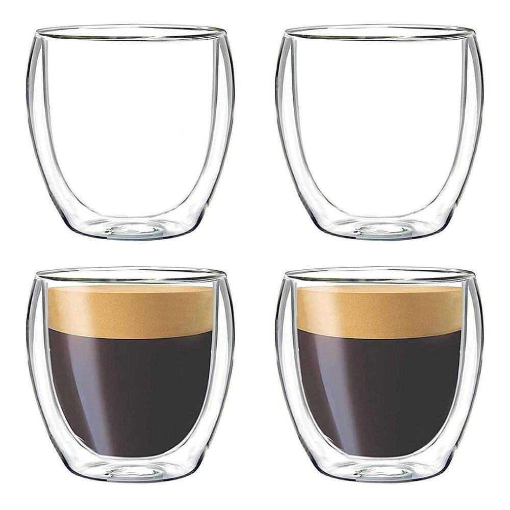 Copo de vidro duplo bistro shot café 140ml 8x unidades