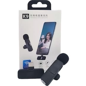 Microfone condensador lapela wireless s/fio 2.4ghz k9 tipo c