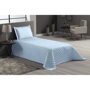 Cobre leito veneza azul claro solteiro 2 peças matelado