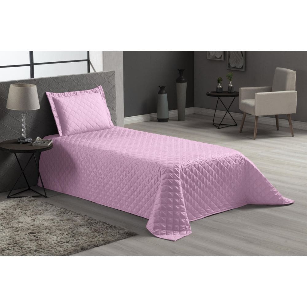 Jogo cama rosa claro 3 peças luxo solteiro veneza com lençol