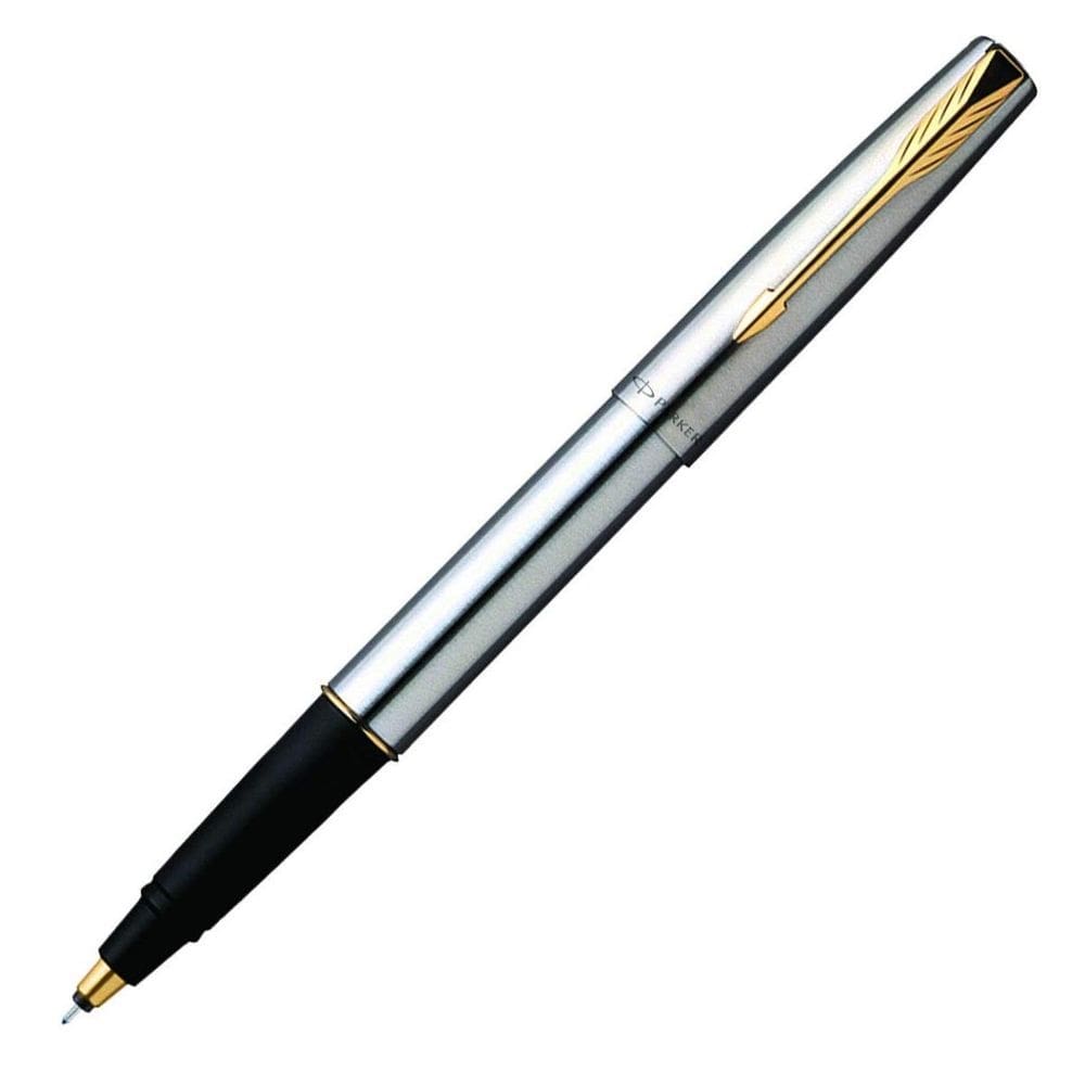 Caneta rollerball parker frontier aço com dourado