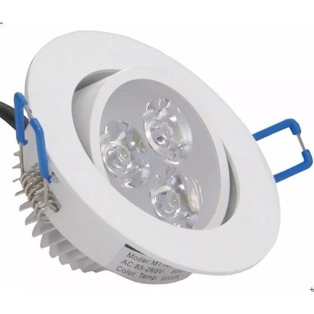 Kit 6 lâmpadas led 3w spot redondo embutir branco frio bivol