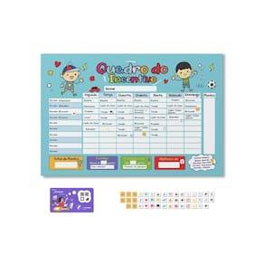 Quadro tarefas e incentivo infantil +46 imãs | 60x40cm