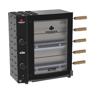 Forno Rotativo a Gás Progás 5 Espetos Queimador Tubular Bivolt PRAC-05T ACTION