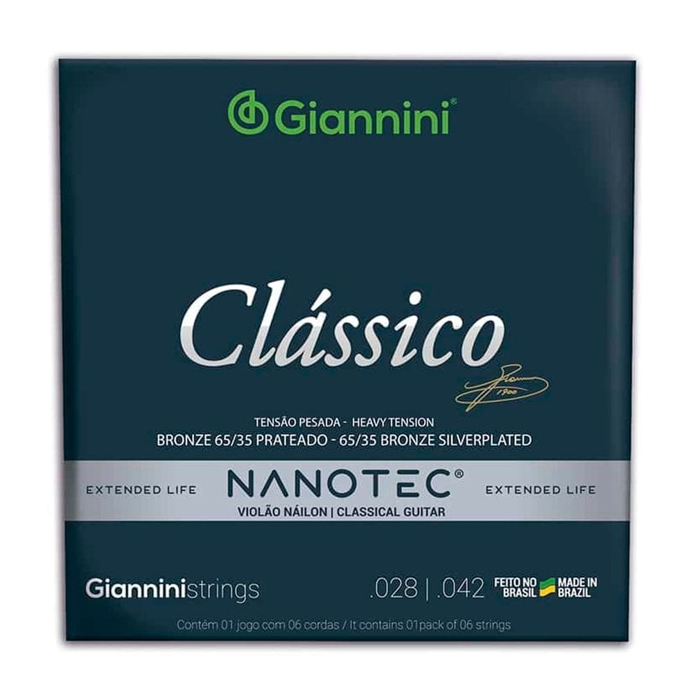 Encordoamento Violao Giannini Genwpa Pn Prateado 65/35 Protetiva Nanotec Alta
