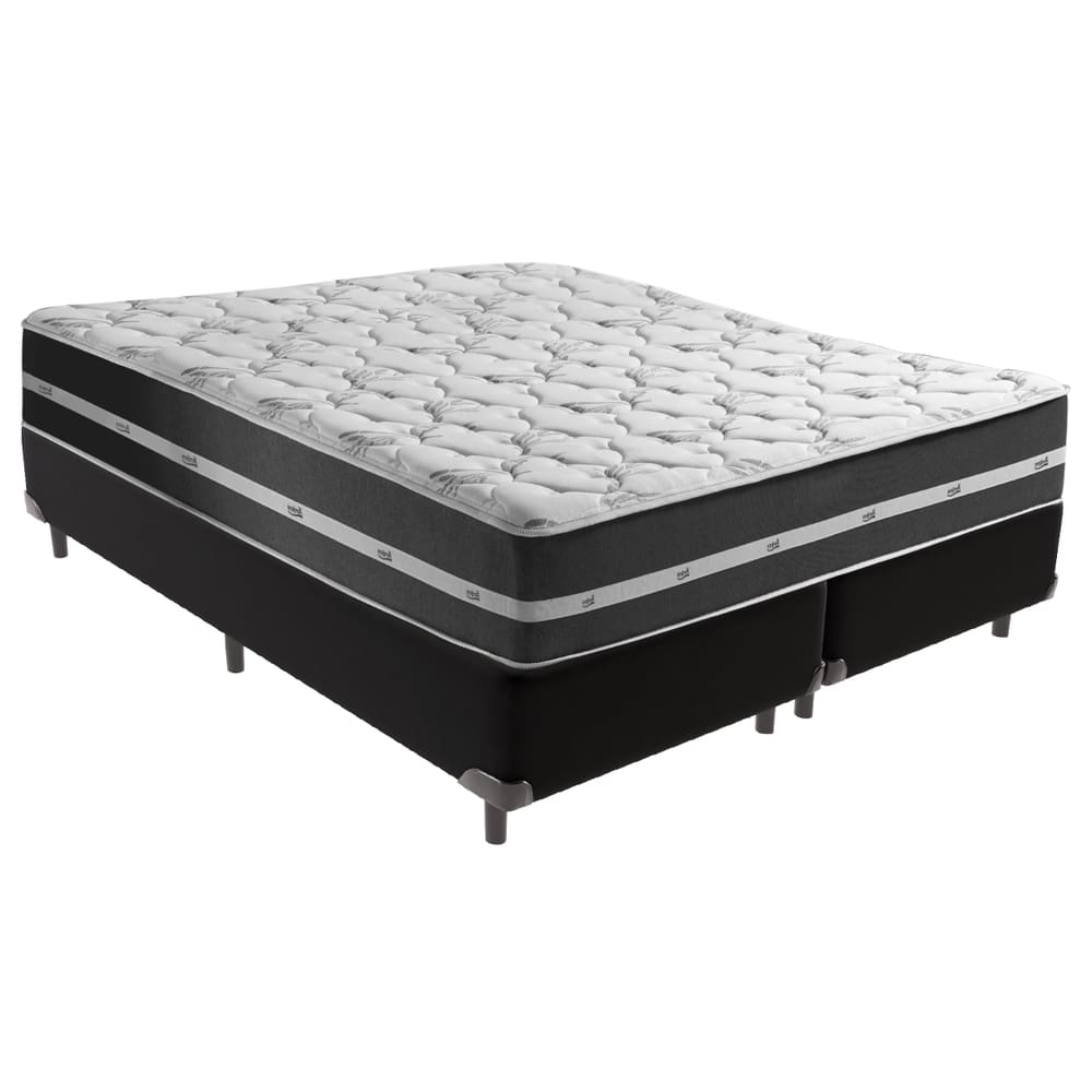 Cama Box Queen Preto com Base Preto Classic Anjos