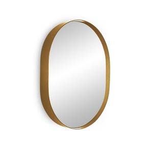 Espelho decorativo oval banheiro moldura dourada 50x40cm