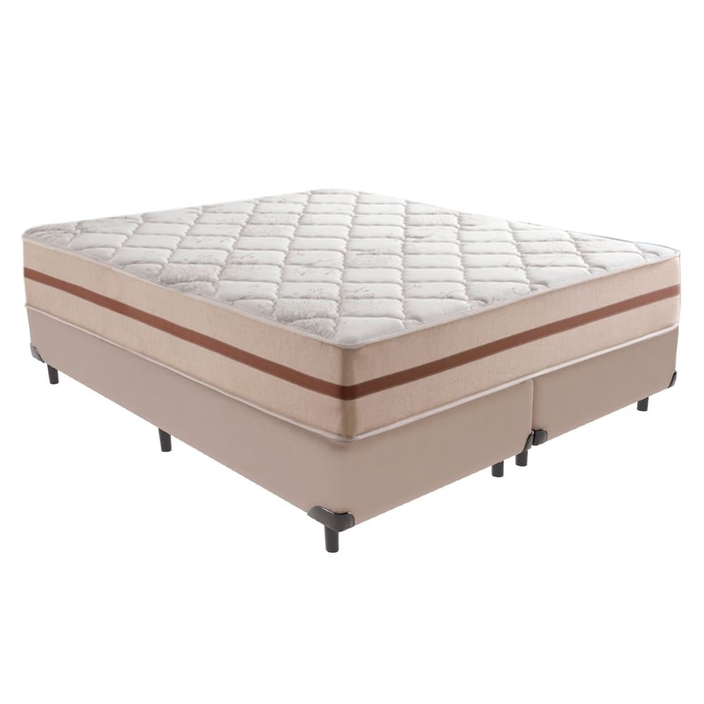 Cama Box Bege e Colchão Queen Classic Anjos