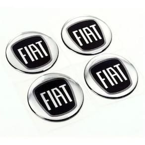 Jogo 4 emblema adesivo calota fiat mobi resinado preto 48mm
